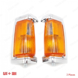 Pair Chrome Corner Indicator Lamp Light 